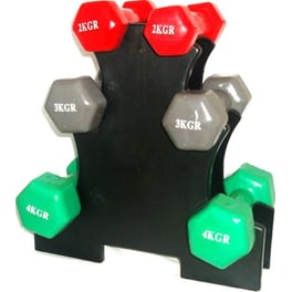 Σετ Βαράκια 2x2kg, 2x3kg, 2x4kg Level-S SP12424 από Βινύλιο με Βάση Στήριξης - Κόκκινο/Γκρι/Πράσινο