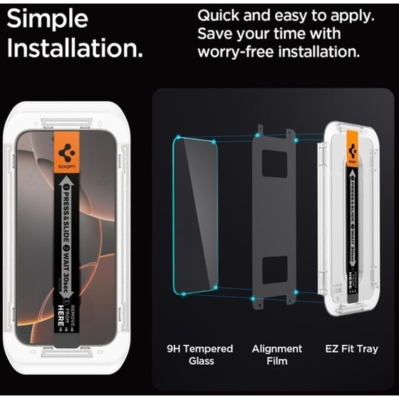 Προστατευτικό οθόνης Apple iPhone 16 Pro Max - Spigen Tempered Glass Sensor Protected Glas.tr Ez Fit Οθόνης 9h - 2 τμχ image 7
