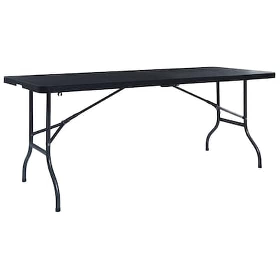 Vidaxl Τραπέζι Κήπου Πτυσσόμ. Μαύρο 180x75x72 Εκ. Hdpe Απομίμηση Ρατάν image 0