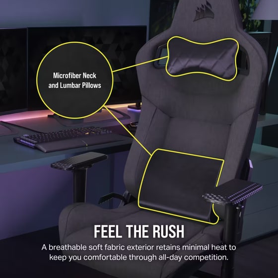 Gaming Chair Corsair T3 Rush 2023 - Charcoal image 2
