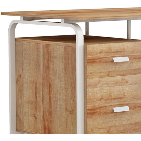 Γραφείο Εργασίας Με Συρτάρια Clarity Pakoworld Μελαμίνης Φυσικό-λευκό 120x60x75εκ – 230-000028 image 5