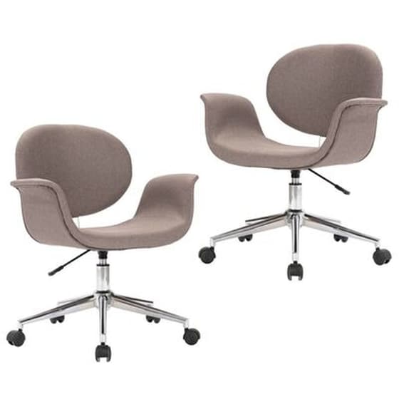 Καρέκλες Τραπεζαρίας Vidaxl Υφασμάτινες Περιστρεφόμενες 2 Τμχ - Taupe image 0