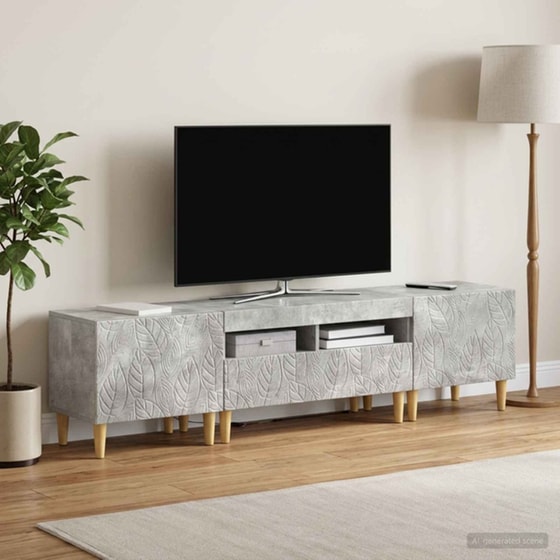 Έπιπλο Τηλεόρασης VidaXL DELFT με LED 3 τμχ 178 x 35 x 43 cm - Γκρι Σκυροδέματος image 2