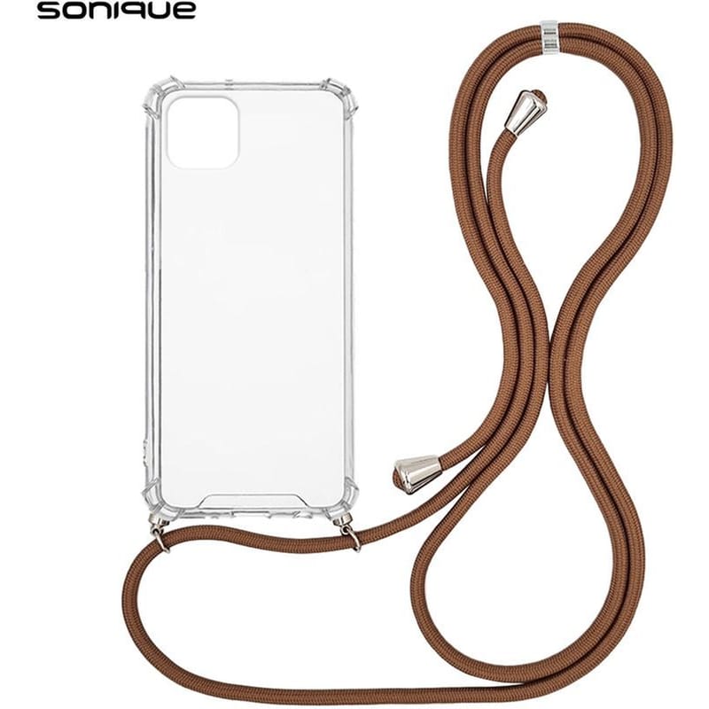 Θήκη Apple iPhone 11 - Sonique με Κορδόνι Armor Clear - Καφέ