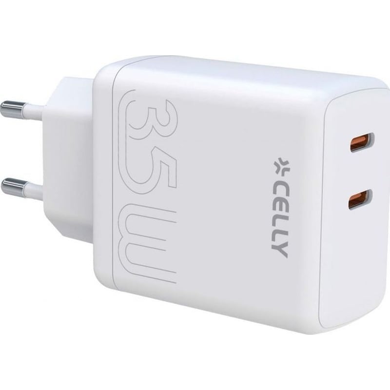 CELLY Celly Φορτιστής Τοίχου 2x USB-C 35W Tc 2x USB-C 45W