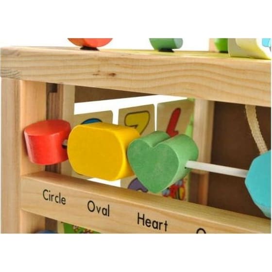 Εκπαιδευτική Περπατούρα Aria Trade Κύβος Δραστηριοτήτων Με Παζλ, Ρολόι & Άβακα Ξύλινη Για Μωρά 12+ Μηνών - 33x34x45.5-48 cm, Κιτρινό image 2