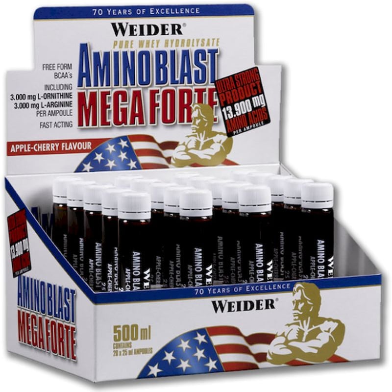 WEIDER Weider Amino Blast Mega Forte Αργινίνη + L-Ornithine Μήλο/ Κεράσι - 20x25ml αμπούλες