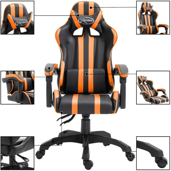 Gaming Καρέκλα VidaXL από Τεχνητό Δέρμα - Μαύρη/Πορτοκαλί image 2