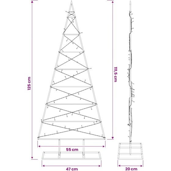 Vidaxl Μεταλλικό Χριστουγεννιάτικο Δέντρο Kuopio 125 Εκ. Θερμό Λευκό image 6