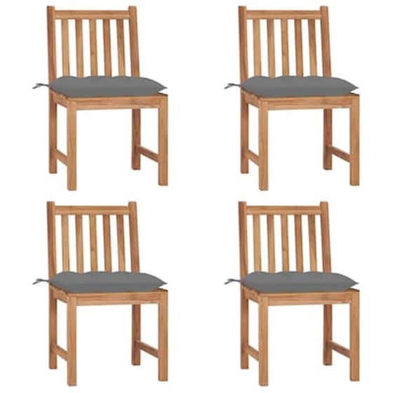 Vidaxl Καρέκλες Κήπου 4 Τεμ. Από Μασίφ Ξύλο Teak Με Μαξιλάρια image 1