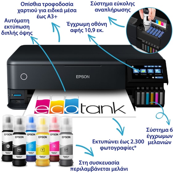 Epson EcoTank L8180 Έγχρωμο Φωτογραφικό Πολυμηχάνημα A3+ με WiFi, Ethernet, Duplex Print (C11CJ21402) image 2