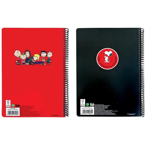 Τετράδιο Σπιράλ BMU Α4 3Θ. 105Φ. Peanuts Black+Red image 1