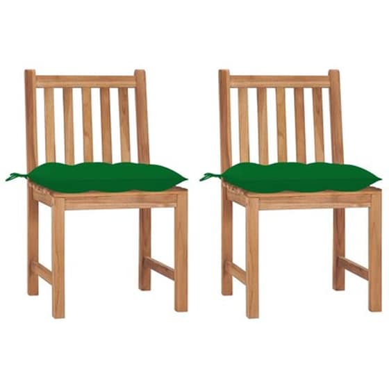 Vidaxl Καρέκλες Κήπου 2 Τεμ. Από Μασίφ Ξύλο Teak Με Μαξιλάρια image 1
