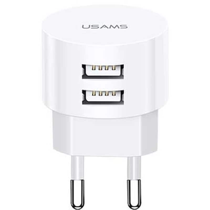 Φορτιστής Πρίζας Usams T20 2x Usb 2.1A - White