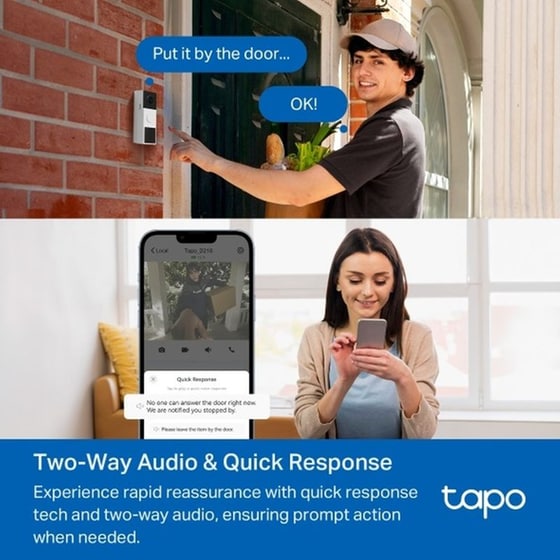 Κουδούνι Πόρτας TP-Link D210 Smart Doorbell με Κάμερα - Λευκό/Μαύρο image 3