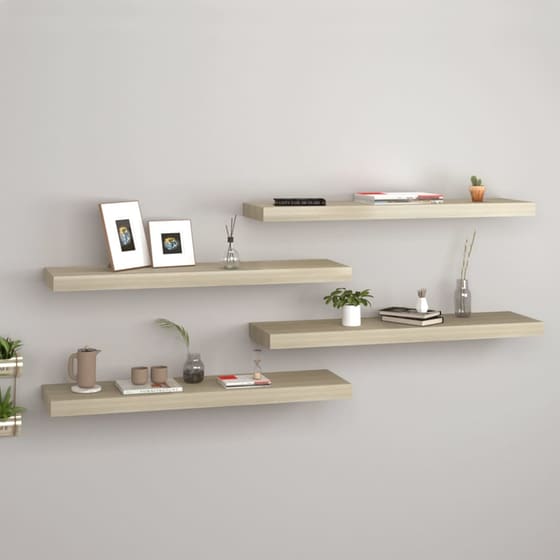Ράφια Τοίχου VidaXL από MDF 80x23.5x3.8 cm 4 Τμχ - Δρυς image 1