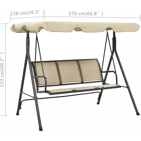 Κούνια Κήπου VidaXL με Σκίαστρο από Ατσάλι 170x118x153 cm - Ανθρακί/Χρώμα της Άμμου image 6