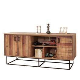 Μπουφές 24Mall Destra Atlantic Pine από Μοριοσανίδα/Μέταλλο 180x40x80 cm - Μαύρος/Καφέ