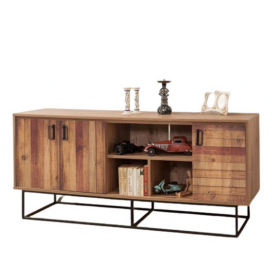 Μπουφές 24Mall Destra Atlantic Pine από Μοριοσανίδα/Μέταλλο 180x40x80 cm - Μαύρος/Καφέ image 0