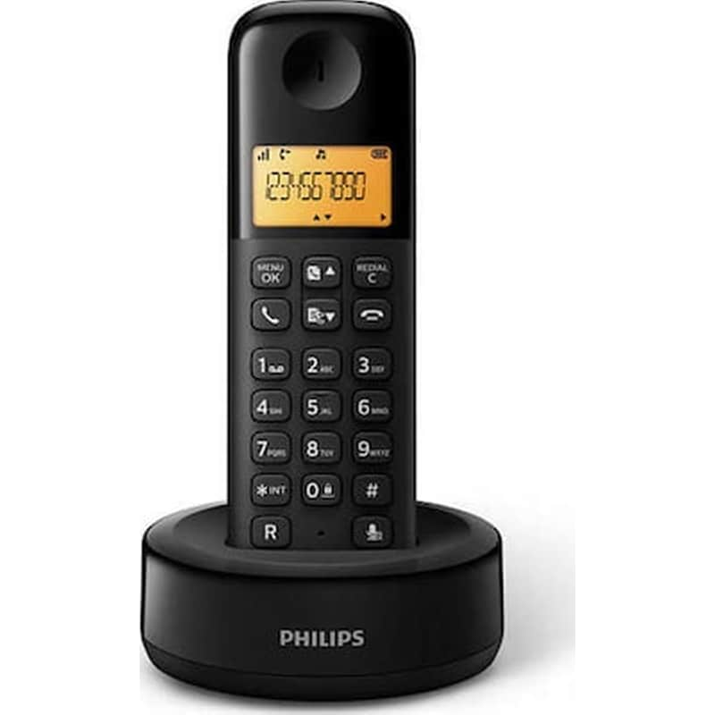 PHILIPS Ασύρματο Τηλέφωνο Philips D1601B/34 - Μαύρο