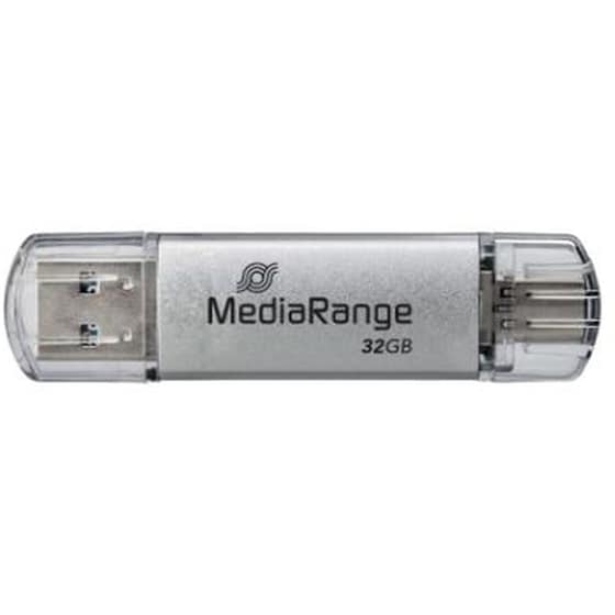 MediaRange 32GB USB 3.0 Stick με σύνδεση USB-A & USB-C Ασημί image 0