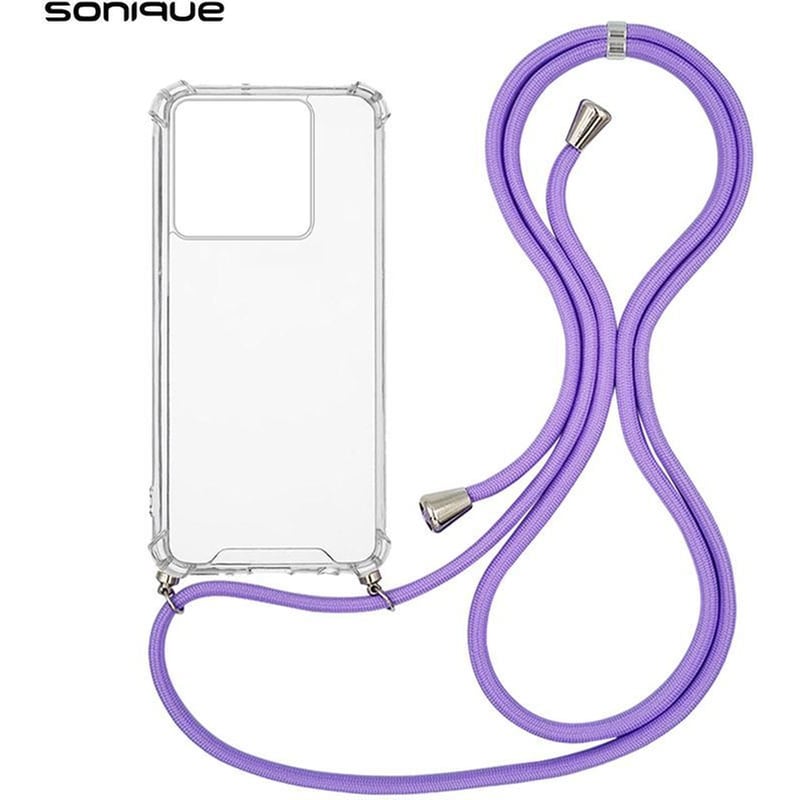Θήκη Xiaomi Redmi Note 13 Pro 5G/ Poco X6 5G - Sonique Armor Σιλικόνης Με Κορδόνι Λιλά - Clear