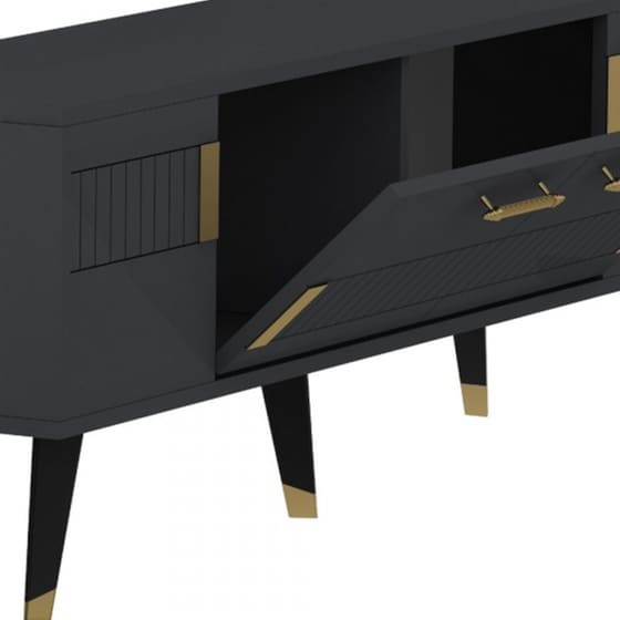 Έπιπλο Τηλεόρασης 24Mall Moda από Μοριοσανίδα 150x35x53.2 cm - Ανθρακί/Χρυσό image 3