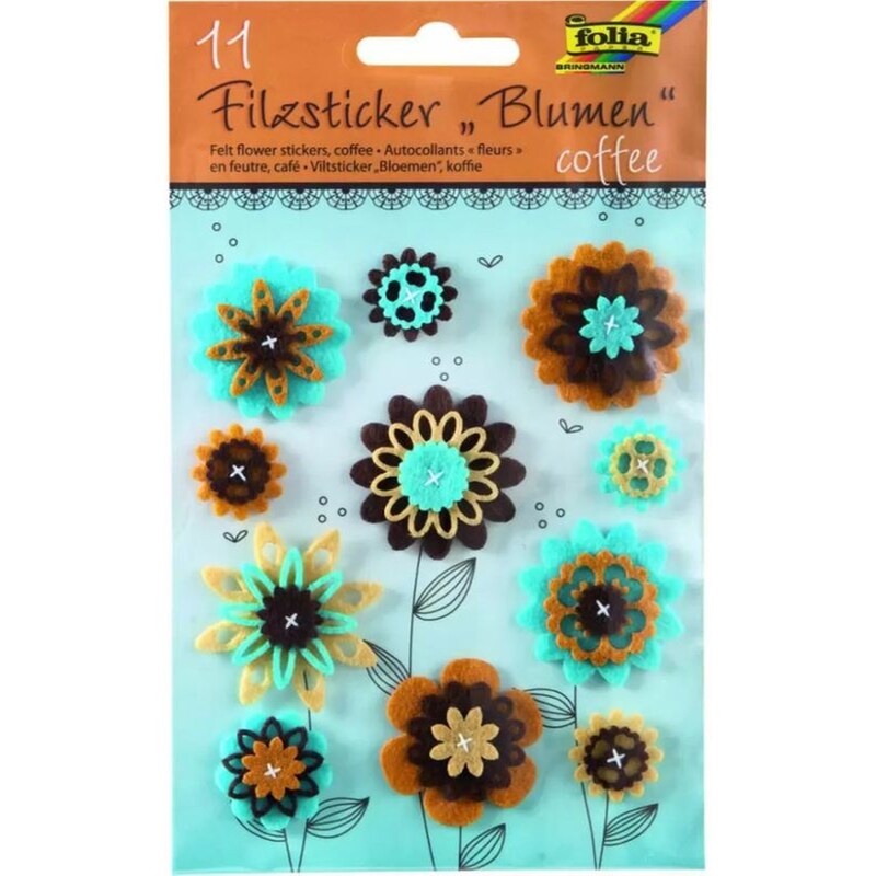 Στίκερς Λουλούδια Τσόχας, 11τμχ Coffee