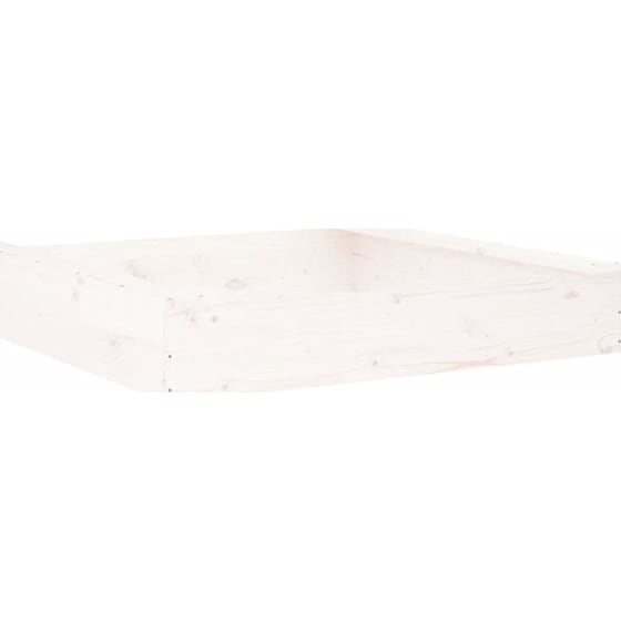 VidaXL Αμμοδόχος με Καθίσματα Τετράγωνη 111x111x20cm Ξύλινη - Λευκό image 5