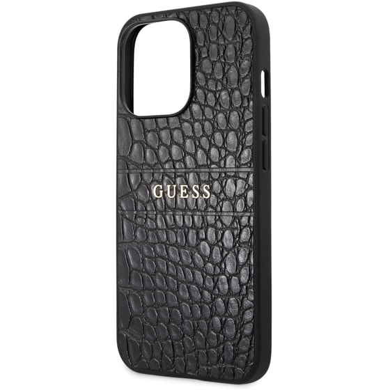 Θήκη Apple iPhone 13 Pro - Guess Croco Collection Hot Stamp Lines - Μαύρο image 4