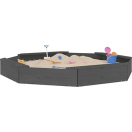 VidaXL Αμμοδόχος με Καθίσματα Οκτάγωνη 159.5x159.5x20cm Ξύλινη - Γκρι