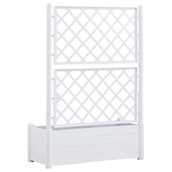 Vidaxl Ζαρντινιέρα Κήπου Με Καφασωτό Λευκή 100 X 43 X 142 Εκ. Από Pp image 5