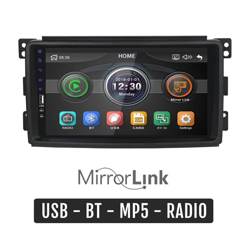 Ηχοσύστημα ΟΕΜ με Οθόνη Αφής 9 Multimedia με Bluetooth για SMART 451 (2007-2010) - Μαύρο