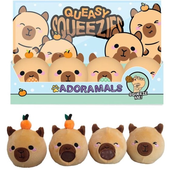 Puckator Queasy Squeezies Adoramals Capybara Plush Squeezy Toy image 0