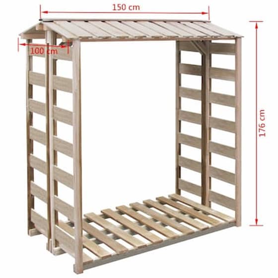 Vidaxl Υπόστεγο Αποθήκευσης Καυσόξυλων 150x100x176 Εκ. Εμποτισμ. Πεύκο image 2
