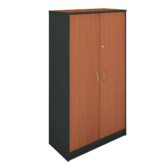 Ντουλάπα Γραφείου Woodwell ΕΟ124,5 από Μοριοσανίδα 80x172 cm - Κερασιά/Γκρι image 0