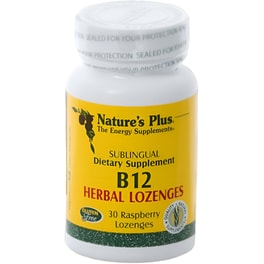 Nature's Plus Vitamin B12 Herbal Raspberry 1000mcg - 30 παστίλιες