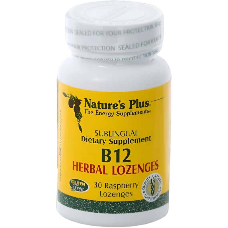 Natures Plus Vitamin B12 Herbal Raspberry 1000mcg - 30 παστίλιες