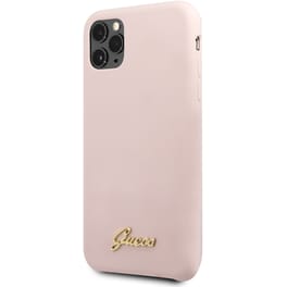 Guess “vintage Script Gold Logo Collection” Σκληρή Θήκη Προστασίας Από Σιλικόνη – Apple Iphone 11 Pro Max (ροζ)