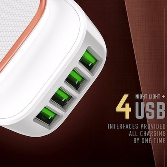Ldnio Φωτάκι Νυκτός Και Φορτιστής 4x Usb Λευκό (a4405) A4405 image 1