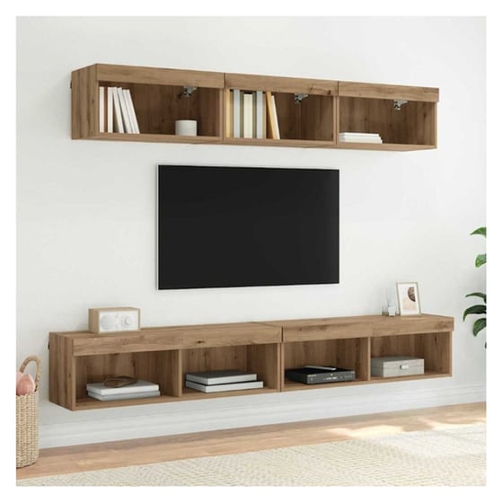 Έπιπλο Τηλεόρασης VidaXL με LED 2 τμχ 200 x 28,5 x 30 cm - Artisan Δρυς image 5