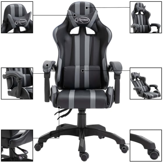 Καρέκλα Gaming VidaXL από Τεχνητό Δέρμα - Μαύρη/Γκρι image 2