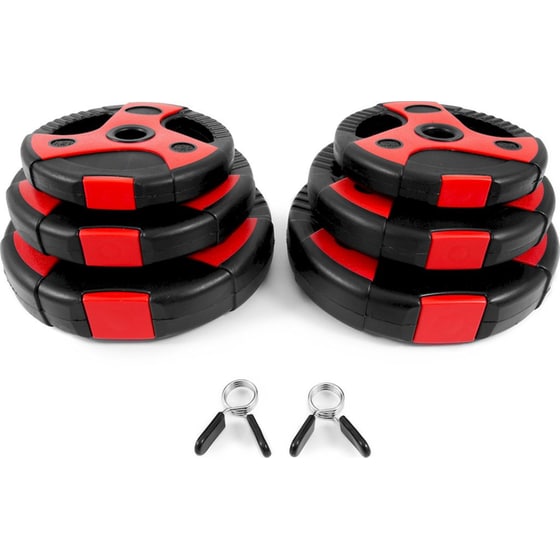 Body Pump Μπάρα Amila 95150 25mmx140cm 19kg Κούφια από Ατσάλι με 6 Δίσκους Βαρών και Κολάρα με Λαστιχένια Λαβή image 1