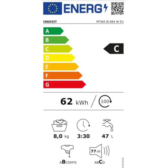 INDESIT MTWA 81484 W EU 8 kg 1.400 Στροφές Λευκό Πλυντήριο Ρούχων image 11