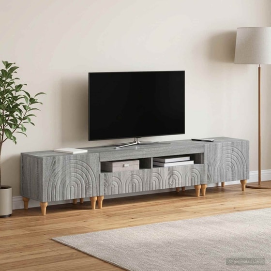 Έπιπλο Τηλεόρασης VidaXL με LED 3 τμχ 198 x 35 x 43 cm - Γκρι Sonoma image 1