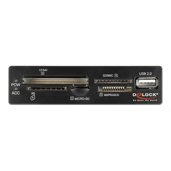 Delock Usb 9-pin Card Reader 91708, Cf/sd/xd/ms/micro Sd/usb, 3.5" Bay image 1