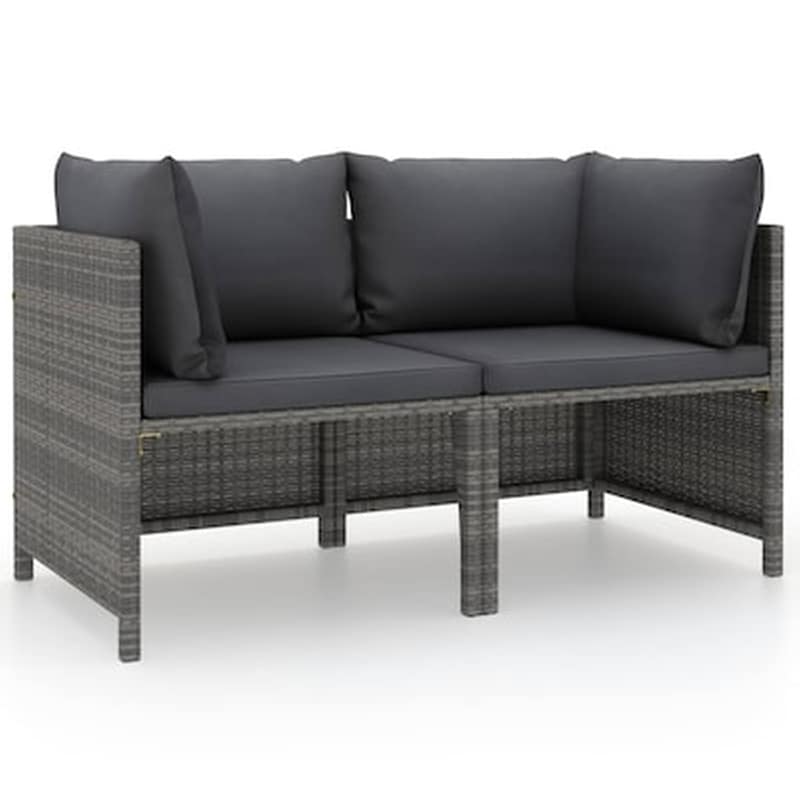 Καναπές Κήπου VidaXL Διθέσιος με Μαξιλάρια από Συνθετικό Ρατάν 60x60x60 cm - Γκρι