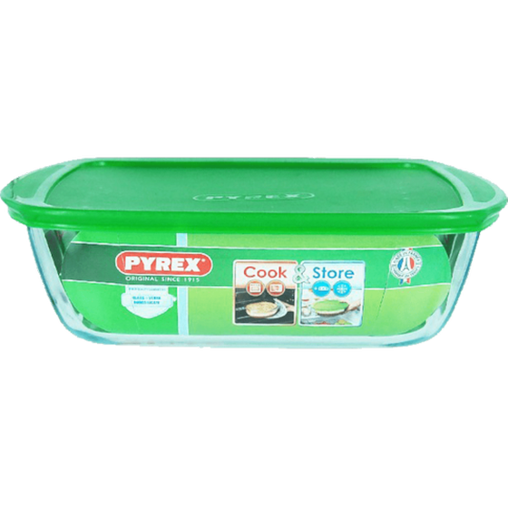 Δοχείο Αποθήκευσης Φαγητού Pyrex Γυάλινο 1.1 Lt - Διάφανο/Πράσινο image 0