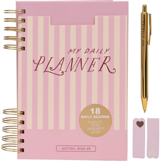 Ημερολόγιο Ημερήσιο Posh+Pop 18Μ 26-27 Pink Stripes image 1