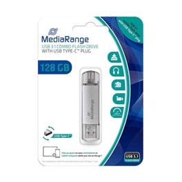 MediaRange 128GB USB 3.1 Stick με σύνδεση USB-A & USB-C Ασημί